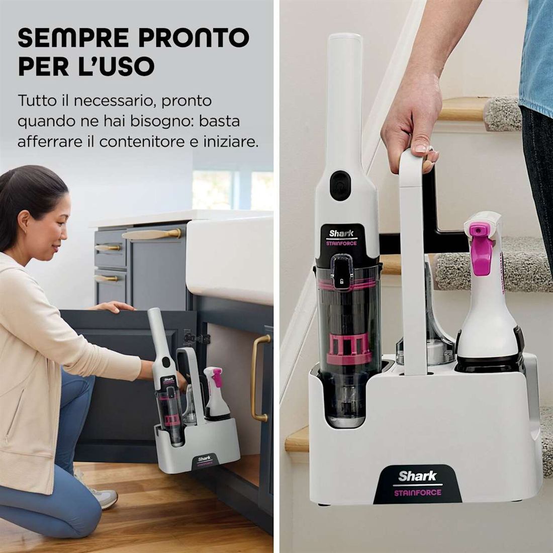 Sempre pronto per l'uso, riposto sotto il lavello o portato con sé