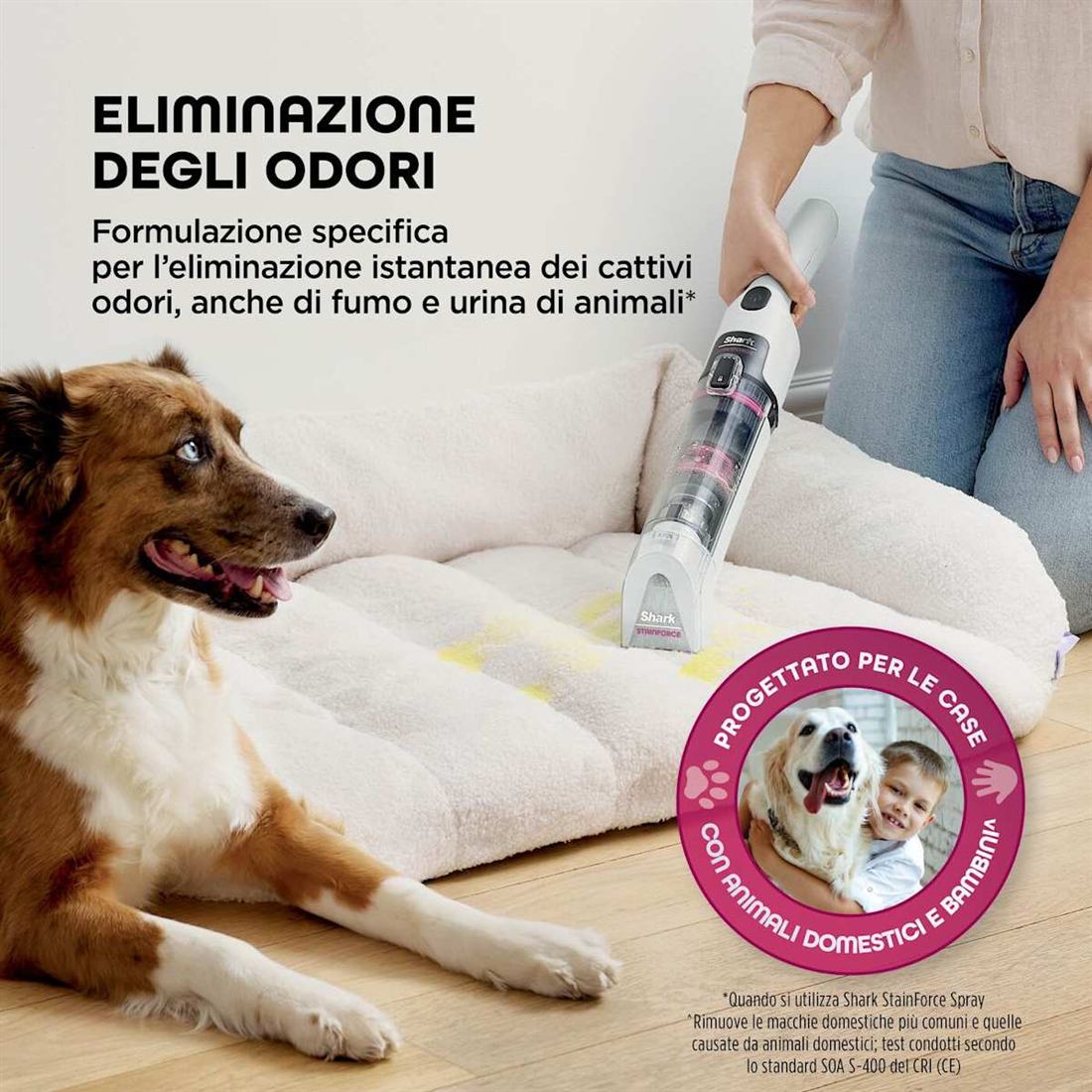 Eliminazione degli odori, anche di animali domestici