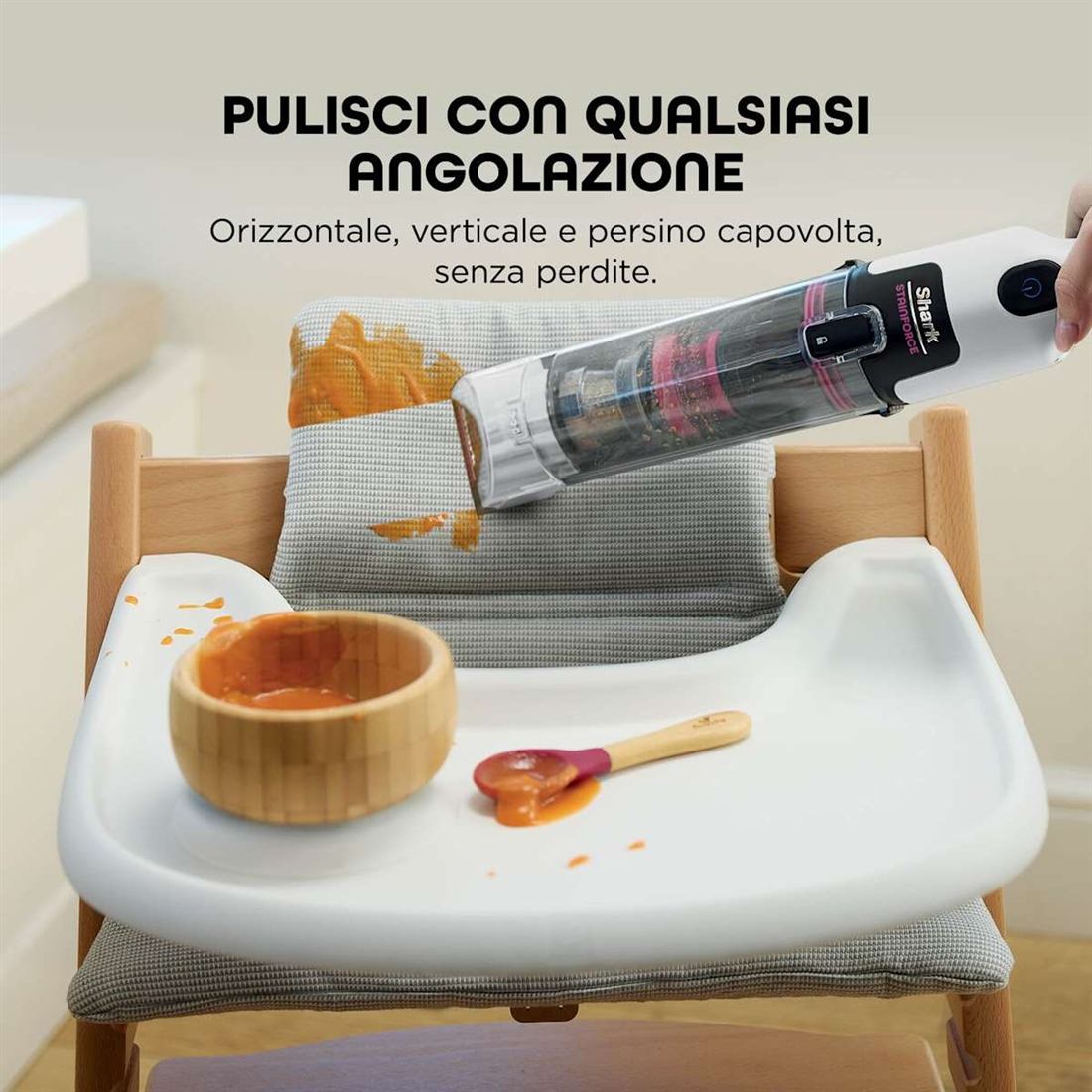 Pulisci con qualsiasi angolazione, anche capovolto